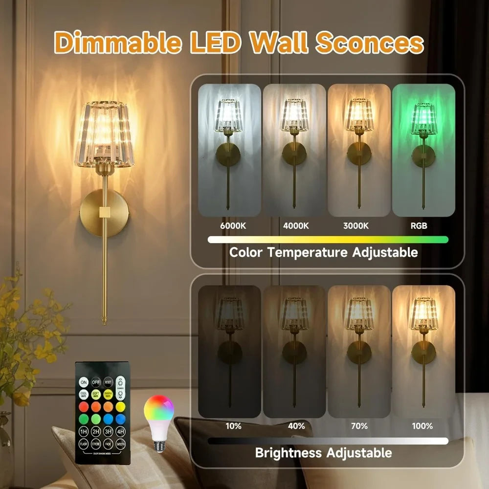 Wireless Crystal Wall Lamp
