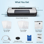 Vacuum Sealer with Double Pump - Lock in Freshness, 5X Longer.