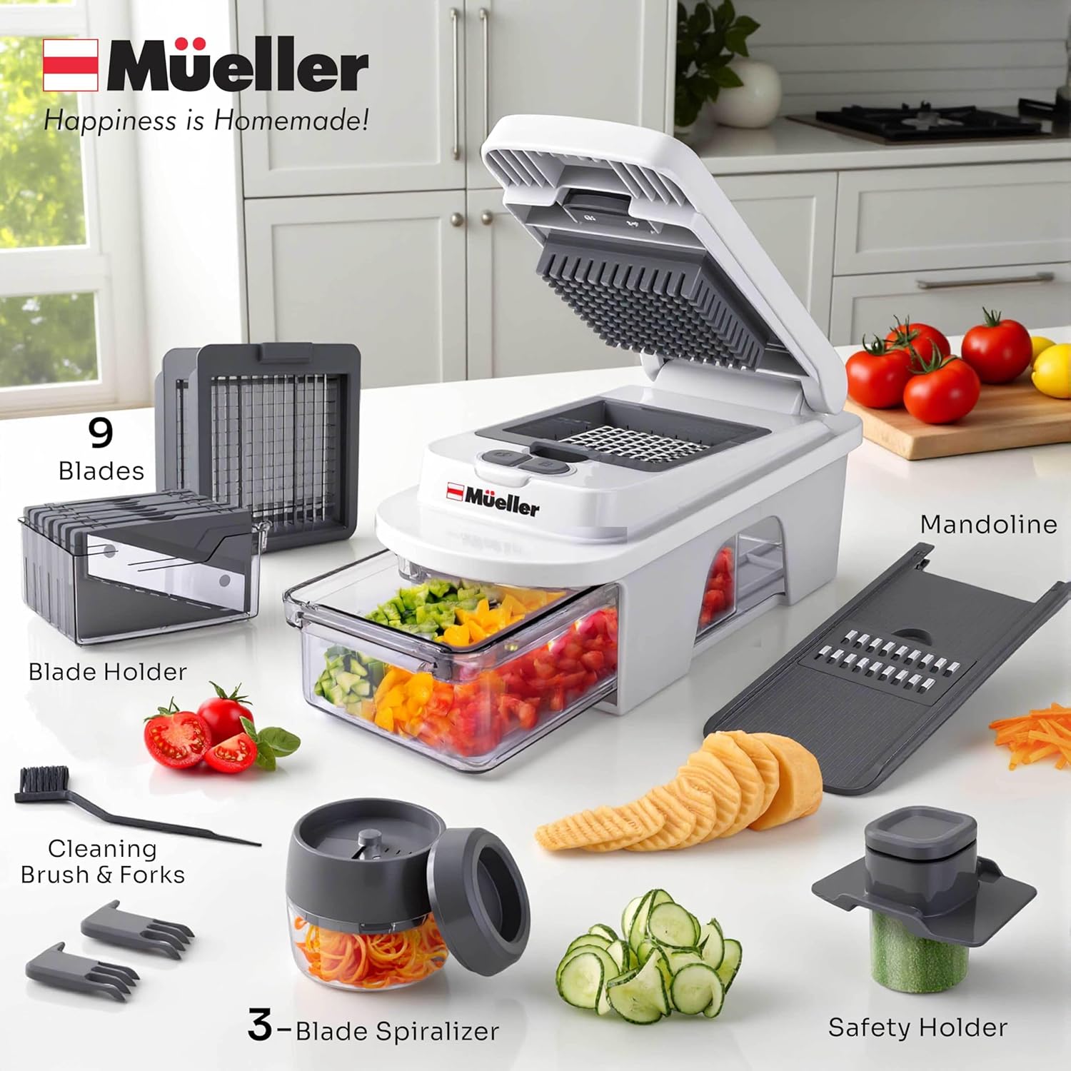 The Mueller Pro-Series All-in-One 12-Blade Mandoline & Chopper