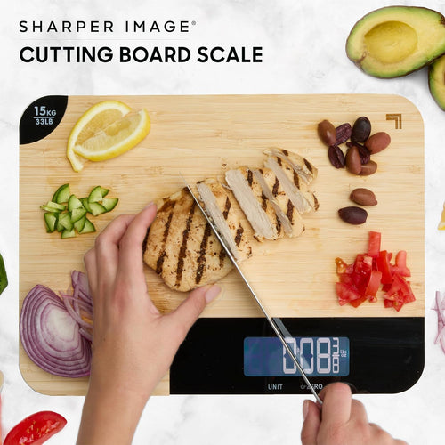 2-in-1 Bamboo Cutting Board & Digital Food Scale