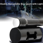 Double Retractable Dog Leash with LED Handle